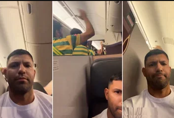 EL KUN AGÜERO VIAJÓ RUMBO A QATAR EN UN AVIÓN PLAGADO DE AFICIONADOS BRASILEÑOS