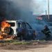 INCENDIO DE UNA CAMIONETA EN PLENA CALLE
