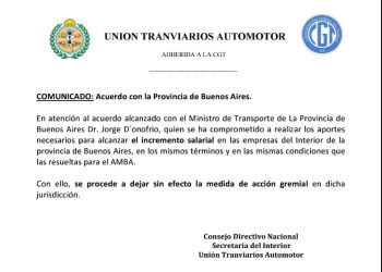 SE LEVANTÓ EL PARO DE LA UTA