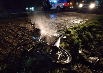 UNA MUJER CHOCÓ SU MOTO CONTRA UN PERRO Y TERMINÓ CAYENDO