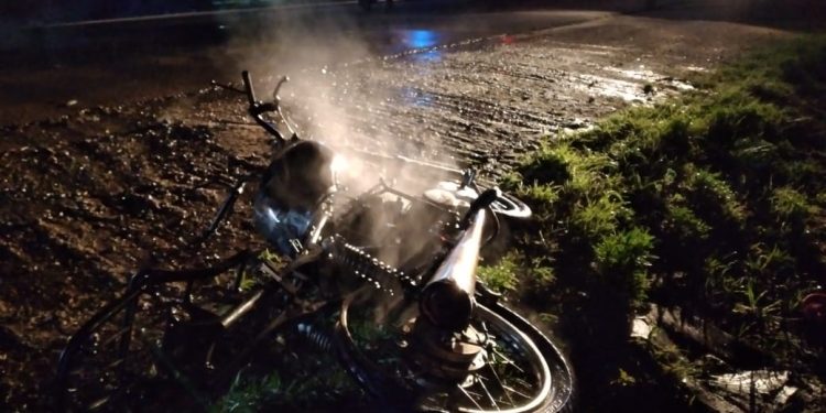 UNA MUJER CHOCÓ SU MOTO CONTRA UN PERRO Y TERMINÓ CAYENDO