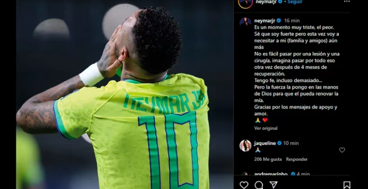 NEYMAR SUFRIÓ LA ROTURA DEL LIGAMENTO CRUZADO Y DEL MENISCO DE LA RODILLA IZQUIERDA