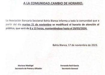 CAMBIA EL HORARIO DE ATENCIÓN DE LOS BANCOS