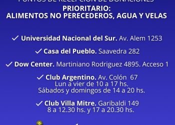 PUNTOS DE RECEPCIÓN DE DONACIONES PARA LAS FAMILIAS AFECTADAS POR EL TEMPORAL