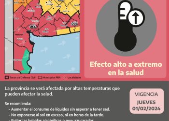 CONTINÚA EL ALERTA ROJA POR TEMPERATURAS ALTAS PARA BAHÍA BLANCA