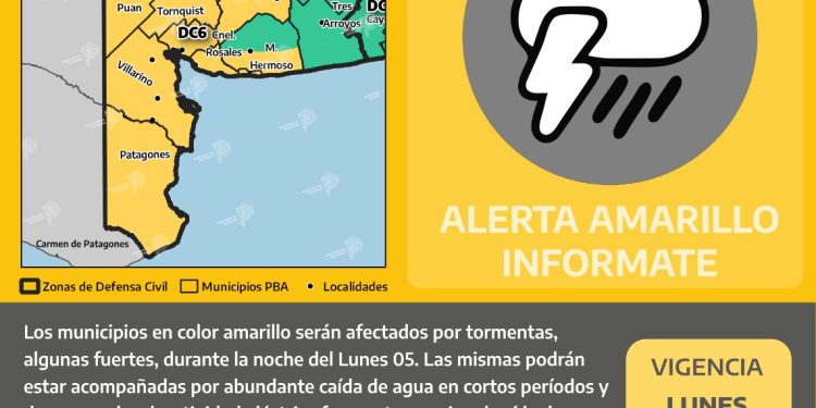 ALERTA AMARILLA POR TORMENTAS EN BAHÍA