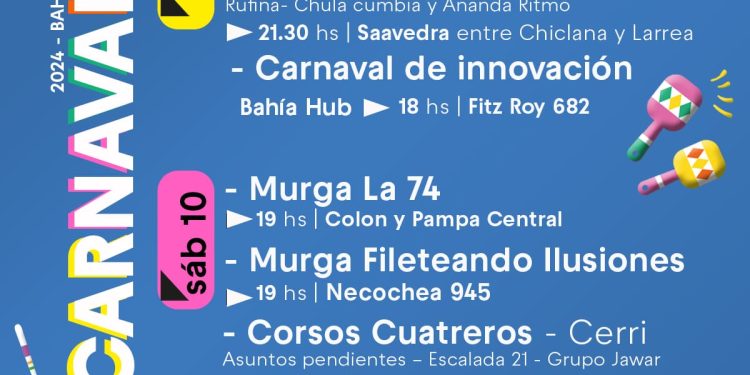 CARNAVAL 2024: MURGAS, ESPECTÁCULOS Y ACTIVIDADES EN DIFERENTES PUNTOS DE BAHÍA