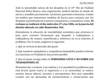 MORO: «SON 9 LOS TRABAJADORES DE VIALIDAD QUE HAN DESPEDIDO»