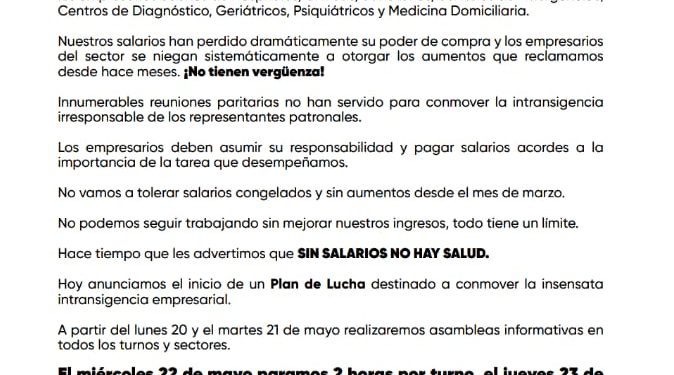 FORCHINO: «HOY Y MAÑANA ESTAREMOS CON ASAMBLEA Y A PARTIR DEL MIÉRCOLES CON PAROS POR MÁS DE DOS HORAS»