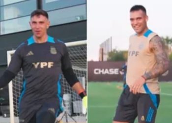 DIBU LE ATAJÓ UN PENAL A LAUTARO EN LA PRÁCTICA DE ARGENTINA Y MOSTRO SU NUEVO BAILE