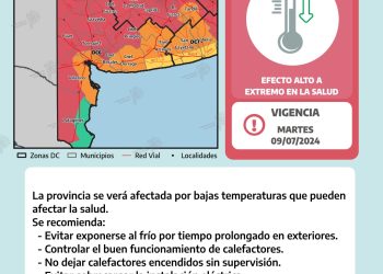 ALERTA ROJA POR LAS BAJAS TEMPERATURAS EN BAHÍA