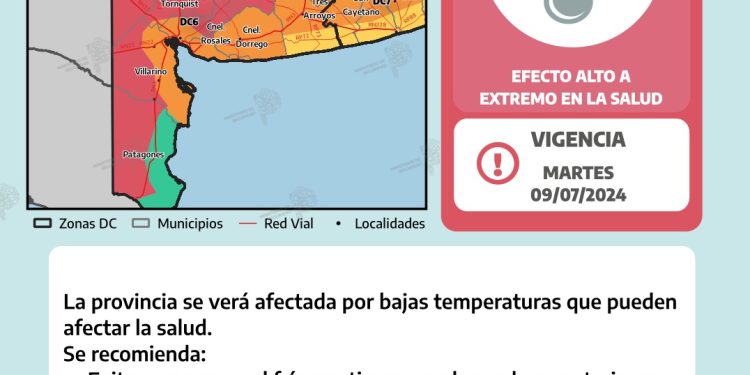 ALERTA ROJA POR LAS BAJAS TEMPERATURAS EN BAHÍA