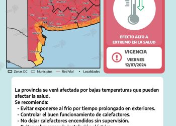 CONTINÚA VIGENTE EL ALERTA POR BAJAS TEMPERATURAS