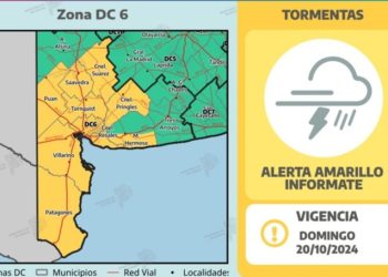 ALERTA AMARILLA PARA LA NOCHE DEL DOMINGO EN BAHÍA Y LA ZONA