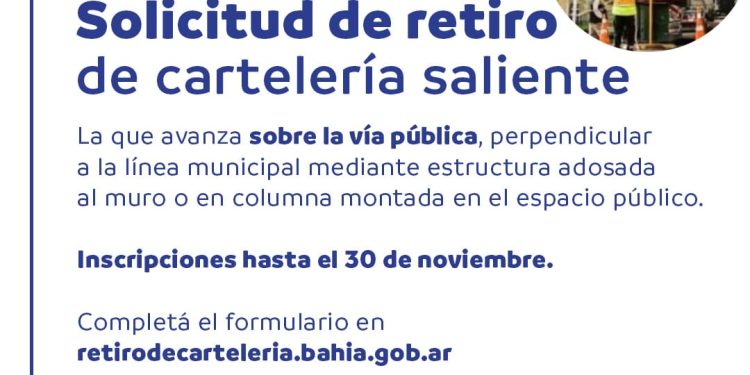 CARTELERÍA SALIENTE: EL MUNICIPIO SE HARÁ CARGO DEL RETIRO HASTA EL 30 DE NOVIEMBRE EN EL SECTOR DEL CENTRO