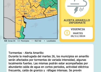 ALERTA AMARILLA POR TORMENTAS