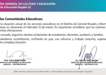 RETOMAN LAS CLASES EN VILLARINO Y MAÑANA EN CORONEL ROSALES