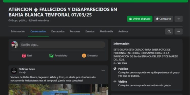 LA GENTE DE BAHÍA CREO UN GRUPO DE FACEBOOK PARA BUSCAR FAMILIARES PERDIDOS LUEGO DEL TEMPORAL