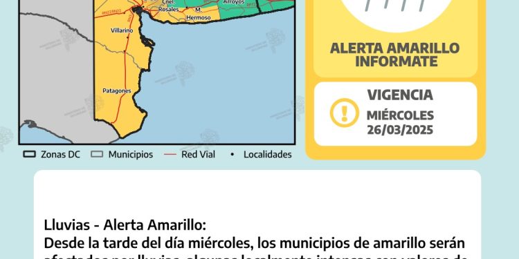 ALERTA AMARILLO POR LLUVIAS EN LA CIUDAD