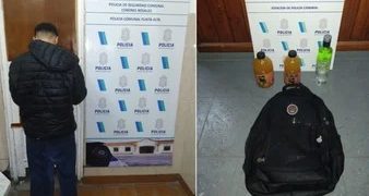 LO APREHENDIERON QUERIENDO ROBAR BOTELLAS DE VODKA Y JUGO DE NARANJA