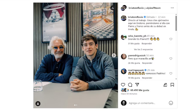 EL MENSAJE DE BRIATORE ANTES DEL DEBUT DE COLAPINTO CON ALPINE Y EL POSTEO DE FRANCO DESDE LA FÁBRICA