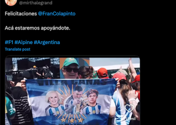 EL APOYO DE MIRTHA LEGRAND A LA TITULARIDAD DE FRANCO COLAPINTO EN LA F1