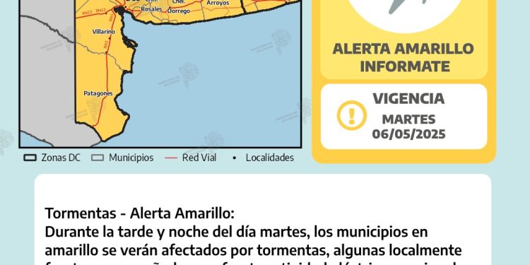 ALERTA AMARILLO PARA ESTE MARTES EN BAHÍA BLANCA Y LA REGIÓN