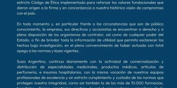 MILEI DIFUNDIÓ EN SUS REDES UN COMUNICADO DE LA DROGUERÍA SUIZO ARGENTINA