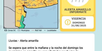 TODAVIA RIGE UNA ALERTA AMARILLA POR LLUVIAS PARA BAHÍA BLANCA Y LA REGIÓN