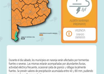 NUEVO ALERTA NARANJA POR TORMENTAS PARA BAHÍA Y LA REGIÓN