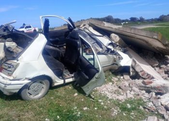 ACCIDENTE EN EL ACCESO A MONTE HERMOSO: UN AUTO CHOCÓ CONTRA UNA GARITA