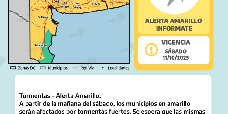 ALERTA AMARILLA PARA BAHÍA BLANCA Y GRAN PARTE DE LA REGION
