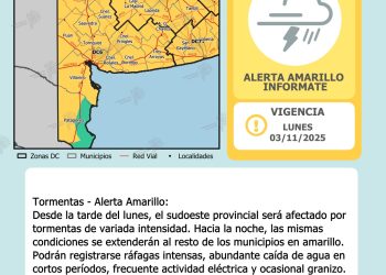 ALERTA AMARILLO POR TORMENTAS EN BAHÍA