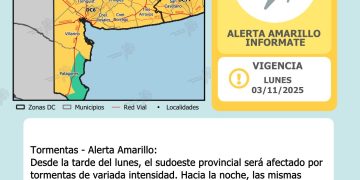 ALERTA AMARILLO POR TORMENTAS EN BAHÍA