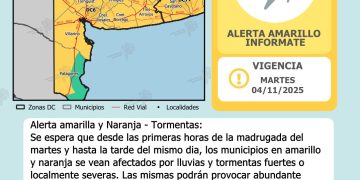 ALERTA AMARILLO PARA EL MARTES EN LA CIUDAD