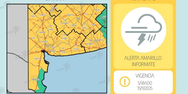 RATIFICARON EL ALERTA AMARILLO POR TORMENTAS PARA BAHÍA Y LA ZONA