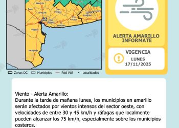 ALERTA AMARILLO POR VIENTO PARA LA TARDE DE HOY EN BAHÍA