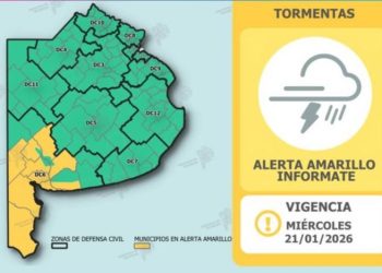 ALERTA AMARILLO PARA BAHÍA BLANCA Y LA REGIÓN POR LLUVIA Y TORMENTA