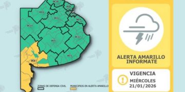 ALERTA AMARILLO PARA BAHÍA BLANCA Y LA REGIÓN POR LLUVIA Y TORMENTA