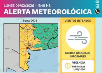 FUERTES VIENTOS: ALERTA AMARILLA PARA BAHÍA BLANCA Y EL SUDOESTE BONAERENSE