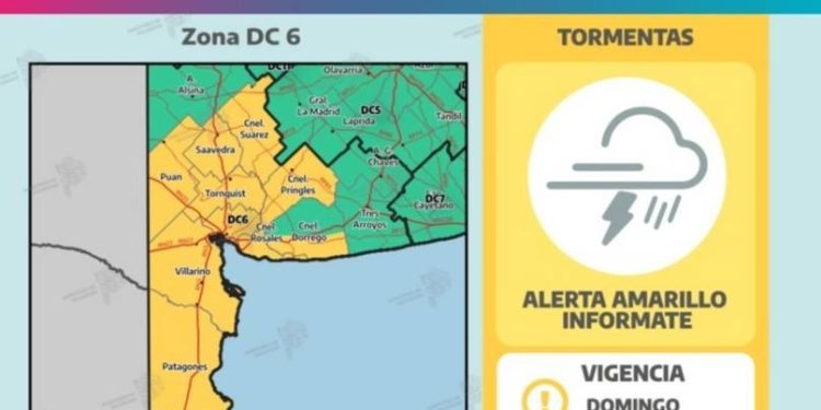 ALERTA AMARILLA POR TORMENTAS EN BAHÍA Y LA ZONA PARA EL DOMINGO