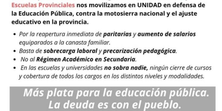 EL SUTEBA BAHIENSE CONVOCÓ A UNA JORNADA DE PROTESTA PARA ESTE VIERNES
