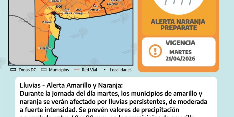 ALERTA AMARILLO POR LLUVIAS PARA BAHÍA