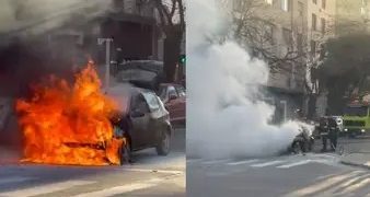SE INCENDIÓ UN AUTO EN PLENO CENTRO BAHIENSE